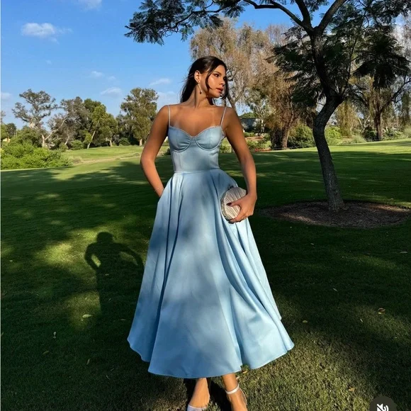 cinderella blue tulle midi dress Clothing : Midi Dresses : 'Mademoiselle' Cinderella Blue Tulle Midi Dress